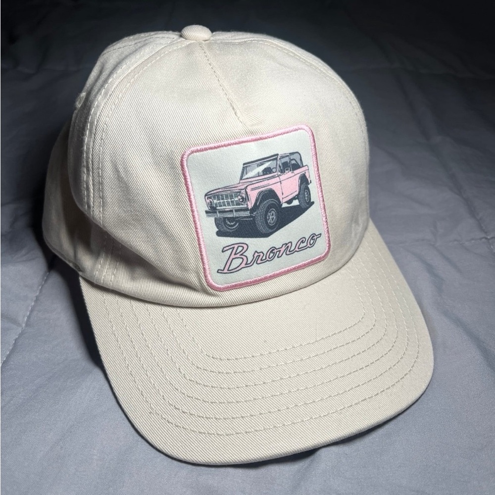 Cream Cap with Pink Embroidery